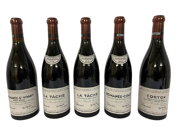 Domaine de la Romanée-Conti (DRC) – Assortiment 2016 – 5 bouteilles [1X RC / 2X LT / 1X RSV / 1 X CT]